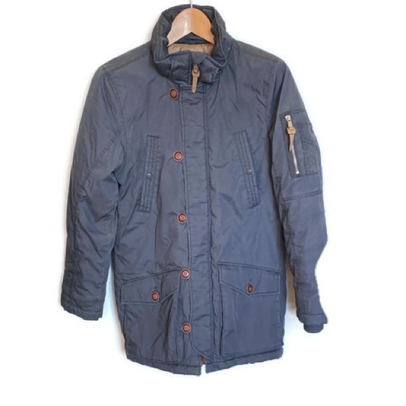 YOUTH H&M BLUE PARKA COAT JACKET QUILTED LINED FAUX FUR HOOD Size 11 - 1… - Picture 5 of 10